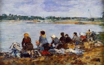 Eugene Boudin : Laundresses on the Bankes of the Touques XI